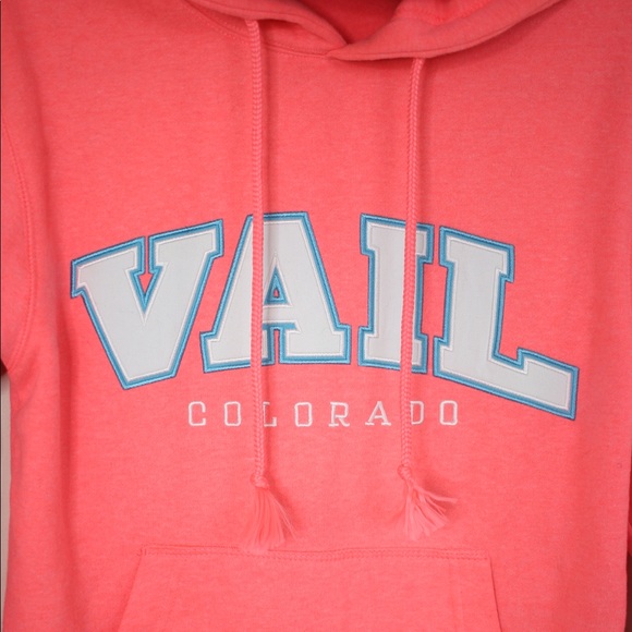 Vail Colorado Neon Pink Women's Hoodie in XS Drawstring & Front Pocket - Picture 4 of 7